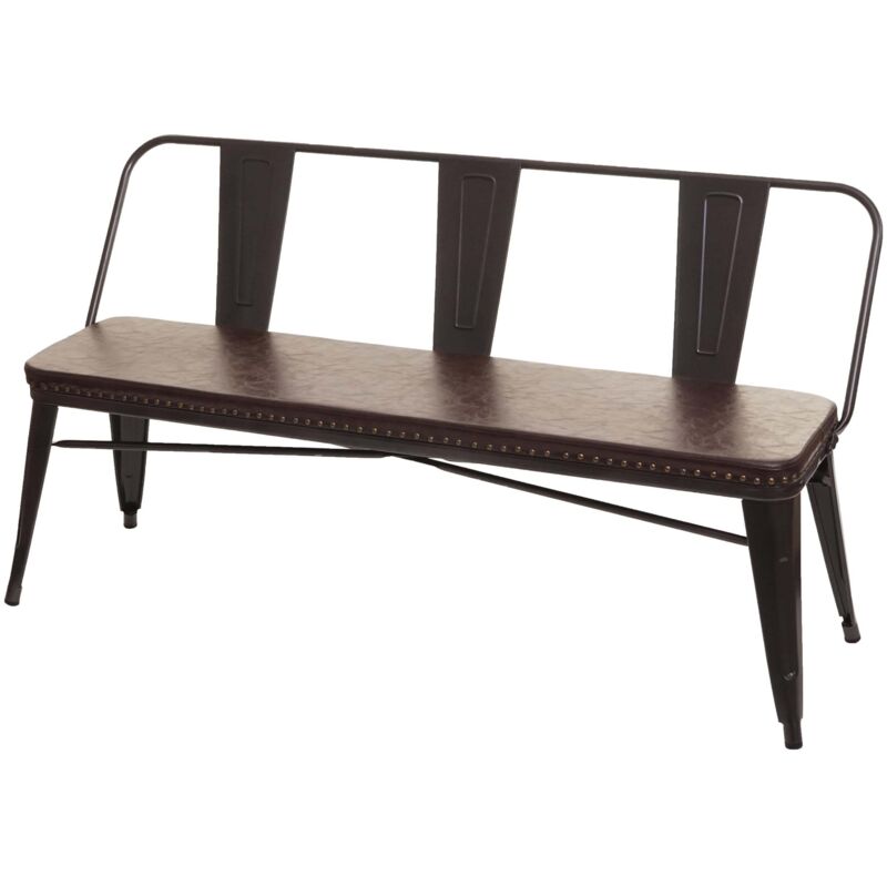 3er Sitzbank HHG 491, Garderobenbank Esszimmerbank, Kunstleder Chesterfield Industrial Gastronomie schwarz-braun