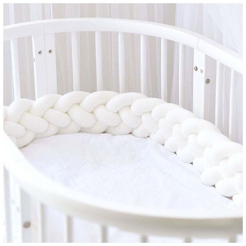 3M 4 Weave Baby Kissen Schlange Zopf Stoßstange Samt Schutz Bett Stoßstange Kindergarten Für Neugeborene Bett Zimmer Dekor Weiß