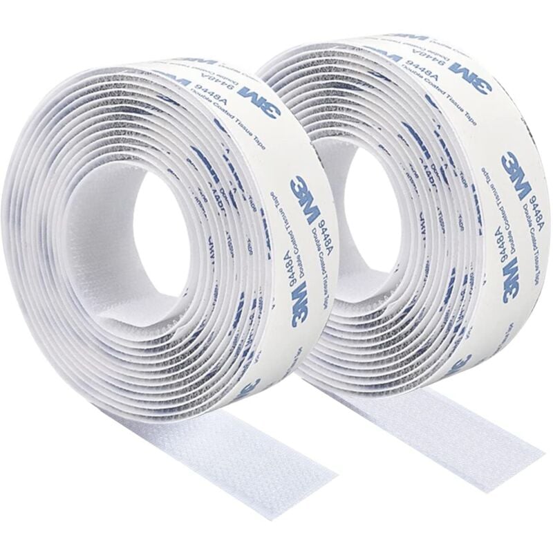 3M Doppelseitiges Klebeband, starkes doppelseitiges Klebeband, weißes Nylon, spurloses Griffband, 3 m × 2 cm, für Fußmatten, Kissen und Kleidung