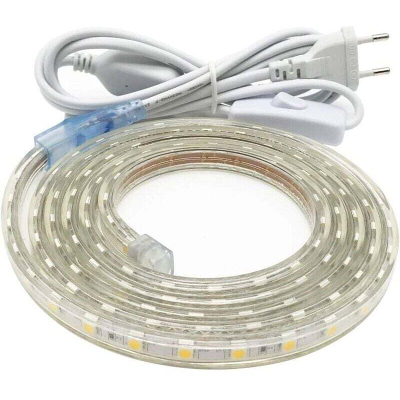 3M LED-Streifen, Sehr heller 220V LED-Streifen mit Schalter, 5050 IP65 Wasserdicht, Warmweiß 26 Bewertungen