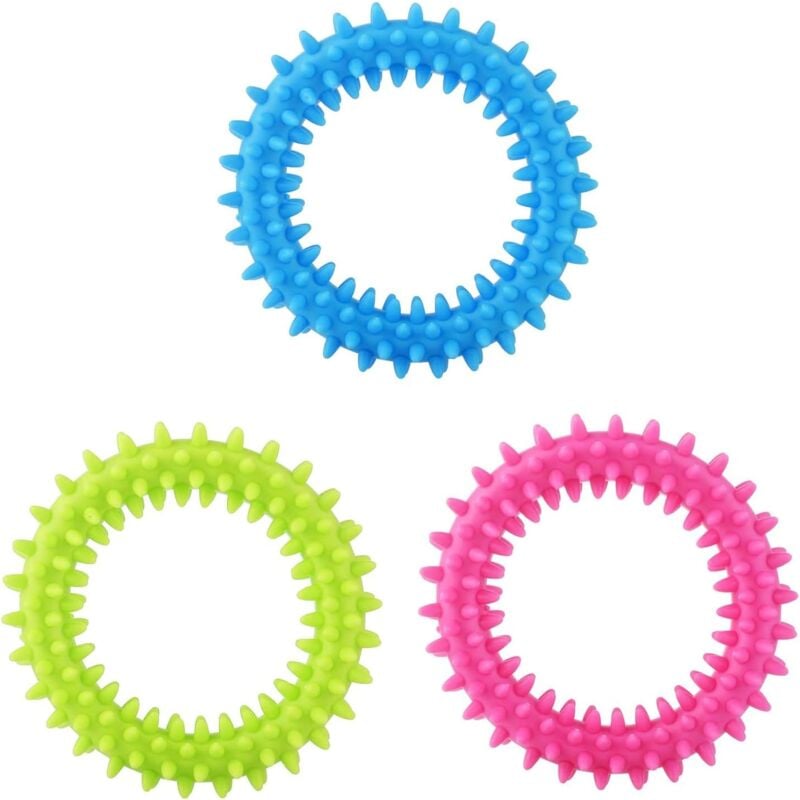 Bluedeer - 3Pcs Welpe Zähne Kauen Spielzeug Naturkautschuk Spielzeug Kleiner Hund Welpe Spielzeug Ring 360° Oral Zähne Beruhigen Jucken Welpe Kauen
