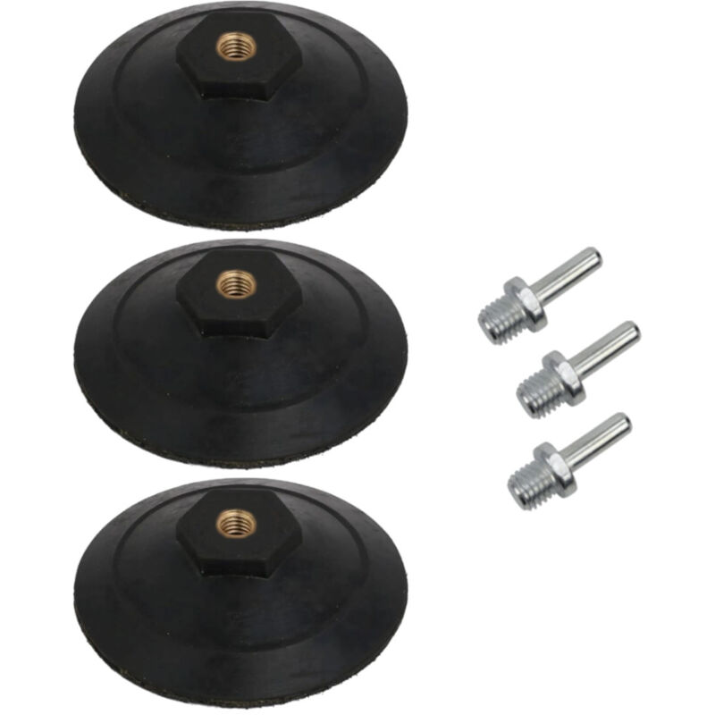 3x Trade-Shop Klett Schleifteller Aufnahmeteller Haftteller Ø100mm mit M14 Spanndorn für Elektrowerkzeuge Schleifmaschinen Bohrmaschinen Akkuschrauber