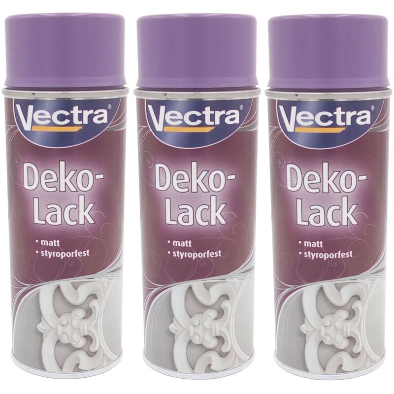 Buri - 3x Vectra® Dekolack blaulila matt 400ml Lackspray Farbspray Sprühdose Spraydose