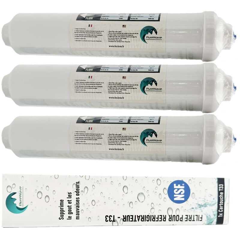 Desineo - 3x Wasserfilter für Kühlschrank Kompatibel Alle Amerikanischen Kühlschrank Oder Standard 2