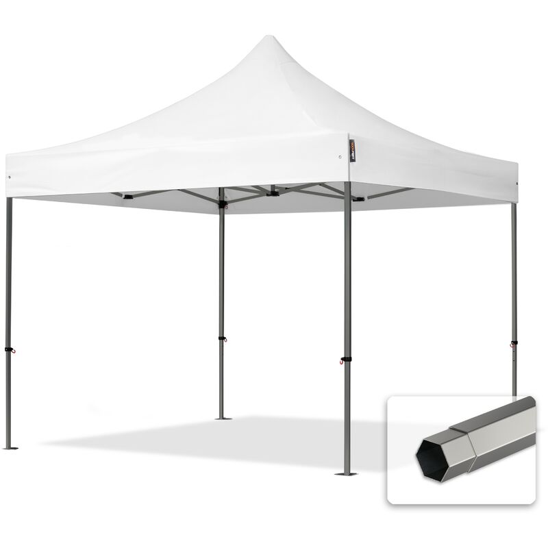 3x3 m Faltpavillon, premium Stahl 40mm, weiß