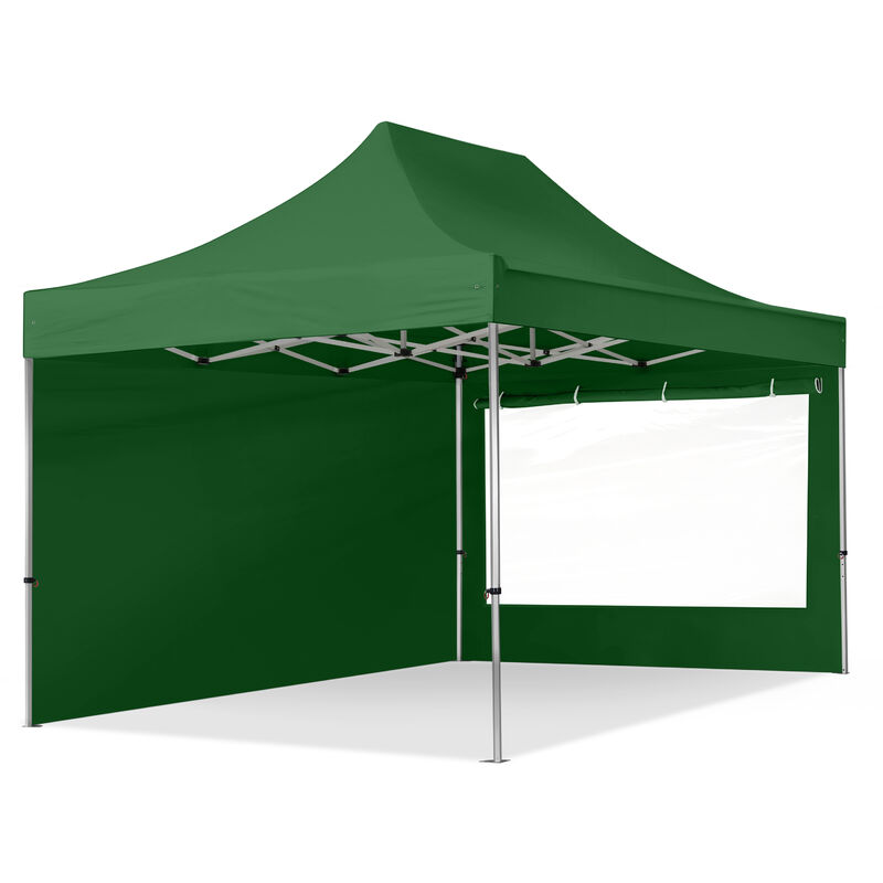 3x4,5 m Faltpavillon professional Alu 40mm, Seitenteile mit Panoramafenstern, dunkelgrün