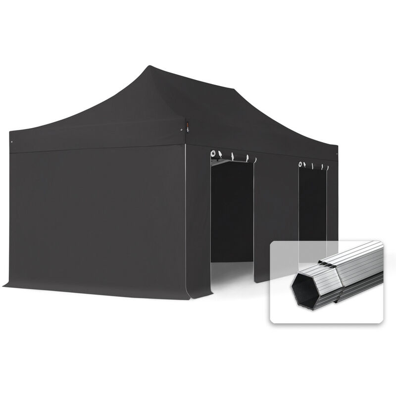 3x6 m Faltpavillon, professional Alu 40mm, Seitenteile ohne Fenster, schwarz