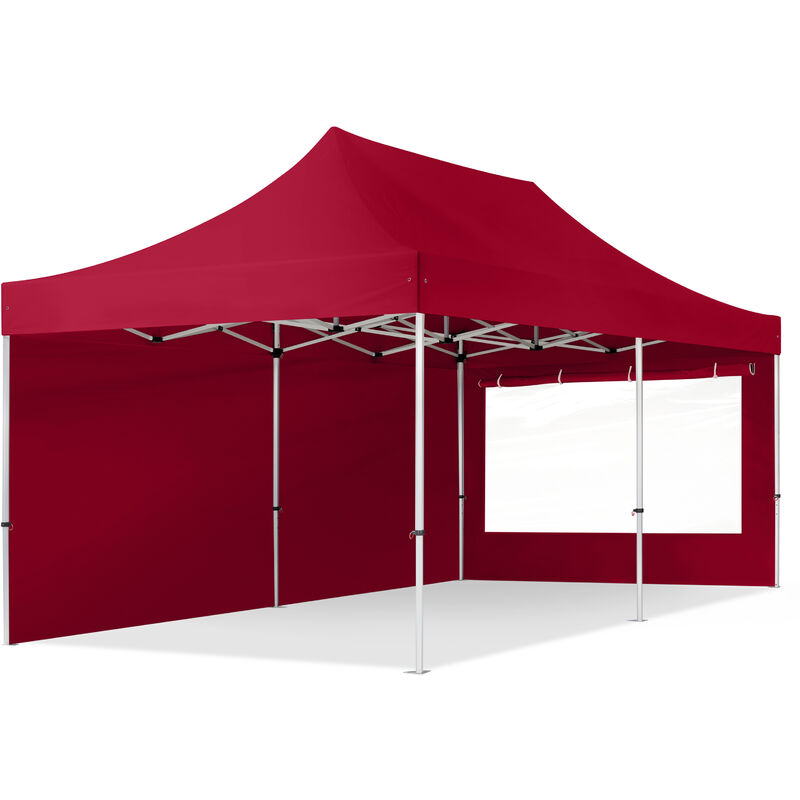3x6 m Faltpavillon professional Alu 40mm, Seitenteile mit Panoramafenstern, rot