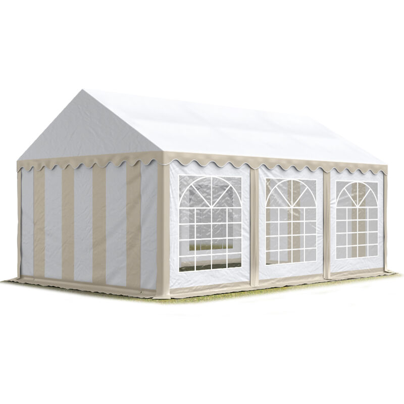 Party-Zelt Festzelt 3x6 m Garten-Pavillon -Zelt pvc Plane 700 n in beige-weiß Wasserdicht - Toolport