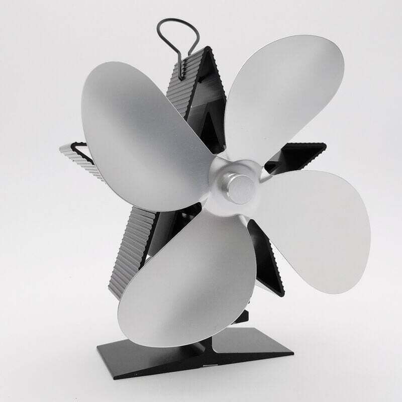 4-Blatt-Ofenlüfter mit Thermometer – Wärmebetriebener Kaminventilator, leiser Lüfter mit Überhitzungsschutz für Holzöfen, Gaskamine und Kaminöfen