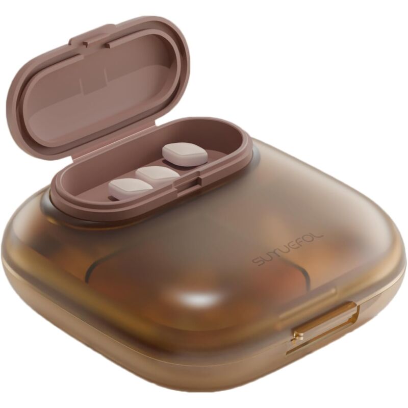 4 fächer, Pillendose Klein, Tragbare Reise Pillen-Organizer, Mini Pillenbehälter für die Handtasche, Kompakter Reise Medizin Organizer für Vitamine,