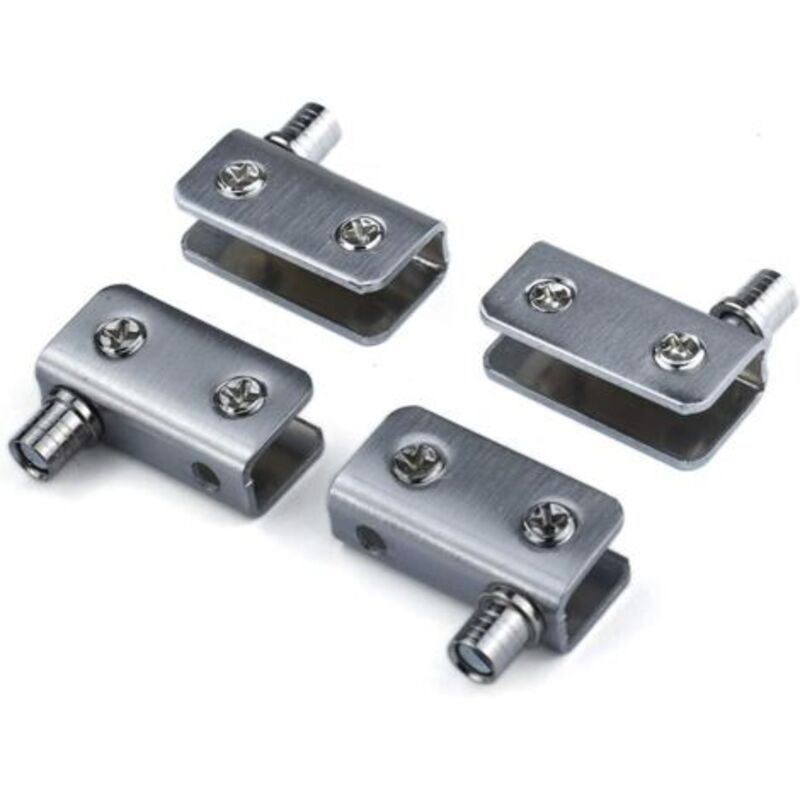 4 Glas-Türscharniere, 90°-Drehscharnier, Glas ohne Stanzen, Edelstahl, geeignet für 5 bis 8 mm Glas