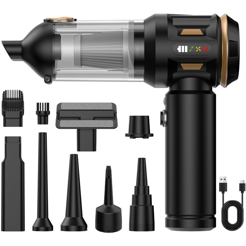 4-in-1 Handstaubsauger Akku, Autostaubsauger Kabellos 17000PA Mini Staubsauger, Aufladbar Tragbar Leicht Auto Staubsaug Stark, Büro,Küche,Ti