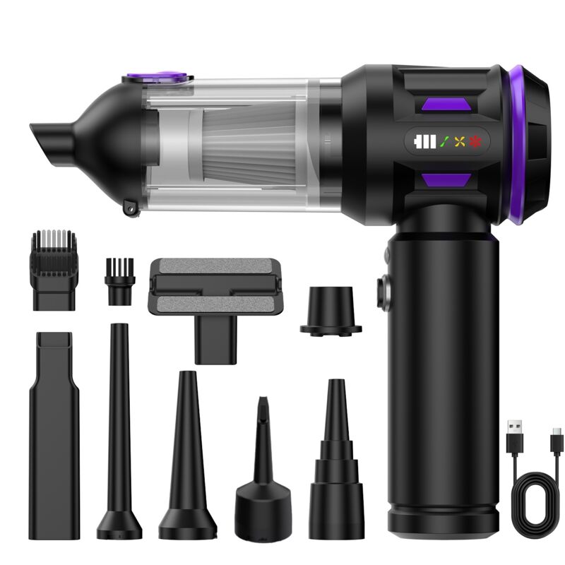 4-in-1 Handstaubsauger Akku, Autostaubsauger Kabellos 17000PA Mini Staubsauger, Aufladbar Tragbar Leicht Auto Staubsaug Stark, Büro,Küche,Ti