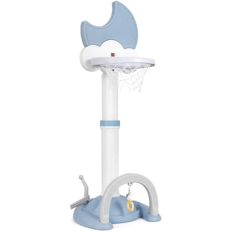 Northix - 4 in 1 kinder basketballkorb set mit basketball amp fuball amp ringwurf basketballstander blau