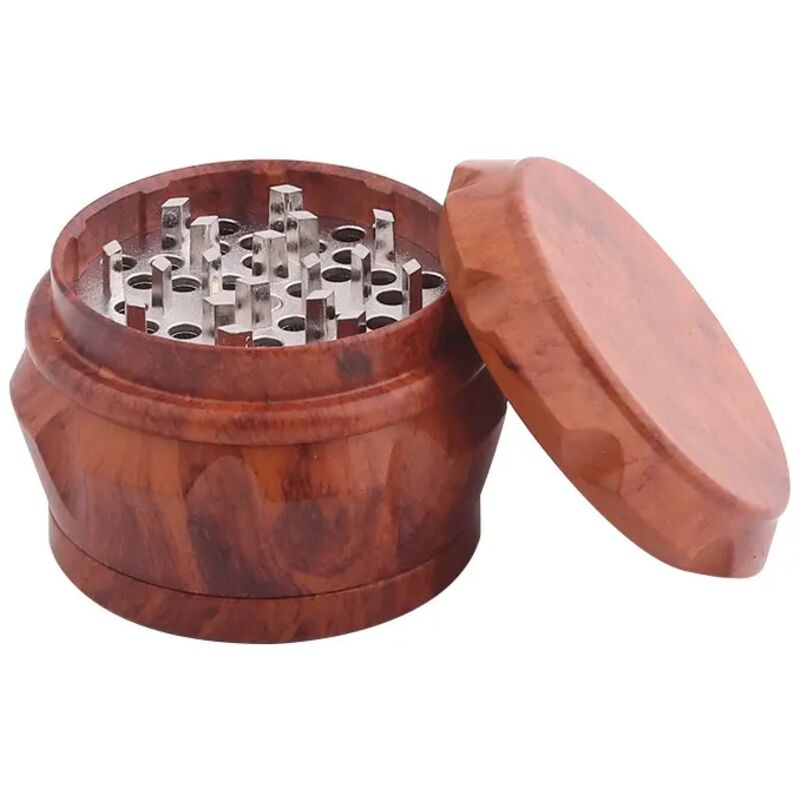 4-lagiger Holz-Grinder mit großer Kapazität und Pollenschaber, geeignet für die Küche zu Hause, braun