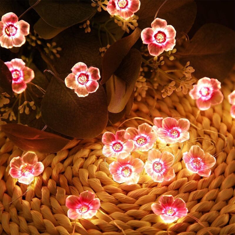 4 m lange Lichterkette mit 40 LEDs, Kirschblüten, Stromversorgung über USB, Weihnachtsbeleuchtung mit Fernbedienung, 8 Muster, Blinkfunktion, für