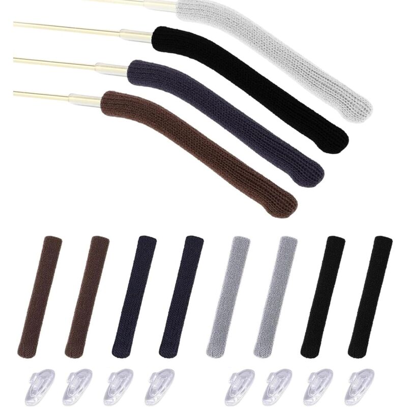 Bluedeer - 4 Paar Brillen Ohrpolster Mit Nasenpads, Antirutsch Brillenbügel Überzug, Weiche Baumwoll Polster Für Brillen, Ideal Als Brillen Zubehör