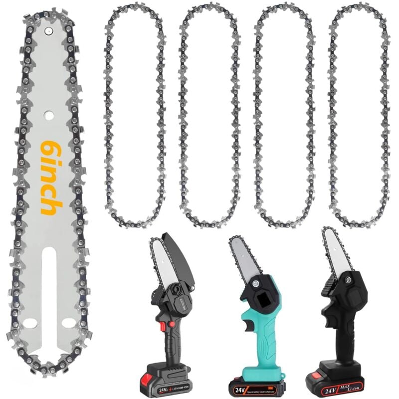 4-Pack 6 zoll kettensäge kette, sägeketten 6 zoll mini kettensäge kette 1/4 zoll, 3/8' LP Sägenkette für 18.5 cm Schiene - 37 Antriebsglieder, 1.3mm