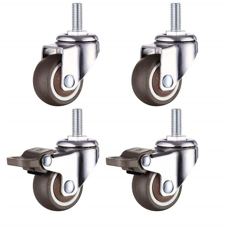 4 Pcs Klein Rollen für Möbel M8x20mm Möbelrollen mit Bremse Durchmesser 38mm Inklusive 2 Lenkrollen 2 Bremsrollen