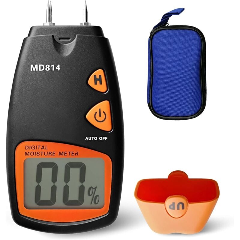 4-poliges digitales Brennholz-Feuchtigkeitsmessgerät, digitales Feuchtigkeitsmessgerät mit LCD-Anzeige, Messbereich 5 % – 40 %, Genauigkeit: +/- 1 %