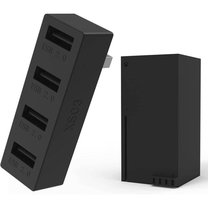 4-Port USB 2.0 Hub, kompatibel mit Xbox Series X/S Konsolen, High-Speed USB Splitter Adapter und Verlängerung, kompatibel mit Xbox Series X/S