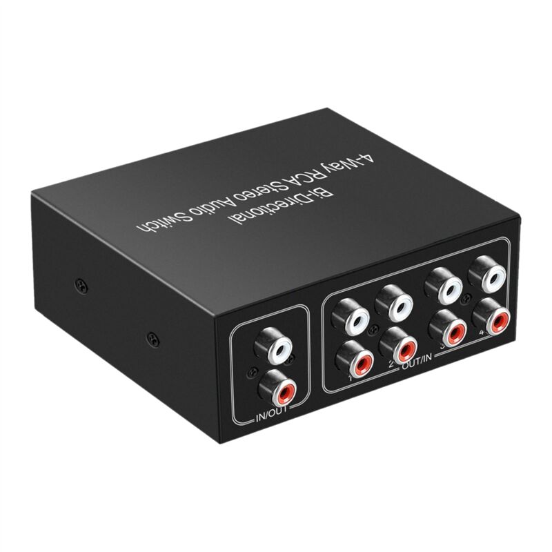 4 Ports Bidirektionale RL Audio Switcher Box Drehschalter Plug and Play Splitter für TV Spielkonsole