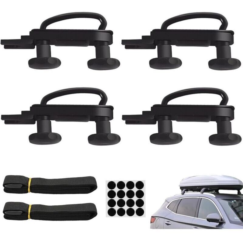 4 Sätze U-Bügel für Dachboxen, universelles Dachbox-Montageset, U-Bügel mit 85 mm Innenbreite, 8 Kontermuttern und 2 Gurte