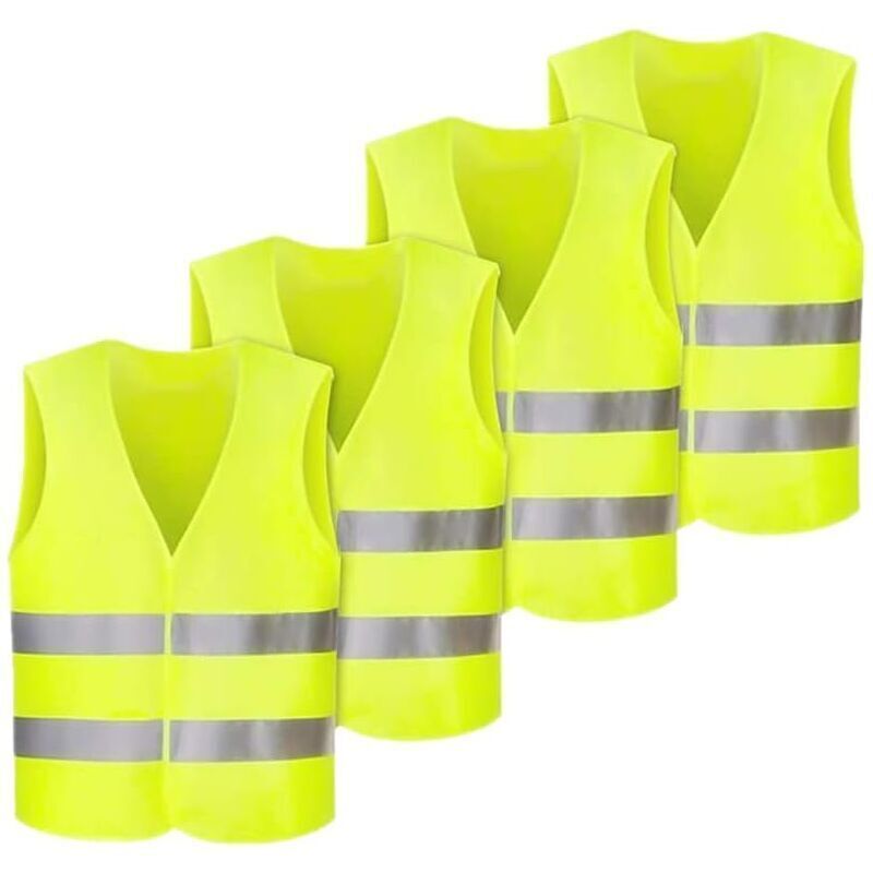 4 Sicherheitswesten für Autos, 360° reflektierende Sicherheitsweste, gelbe Weste, reflektierende Weste für Autos, Damen, Herren, Erwachsene, für