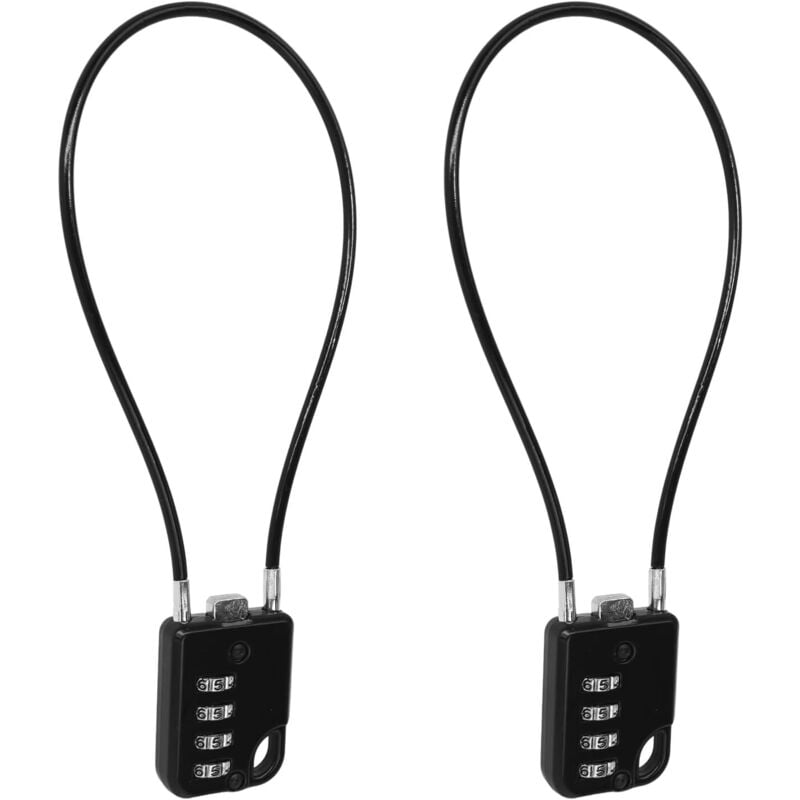 4-stelliges Zahlenschloss mit 30 cm langem Stahlkabel, Hochsicherheitsschloss für Koffer, Gepäck, Werkzeugkästen, Helme, robust, kompakt, 2-teilig,