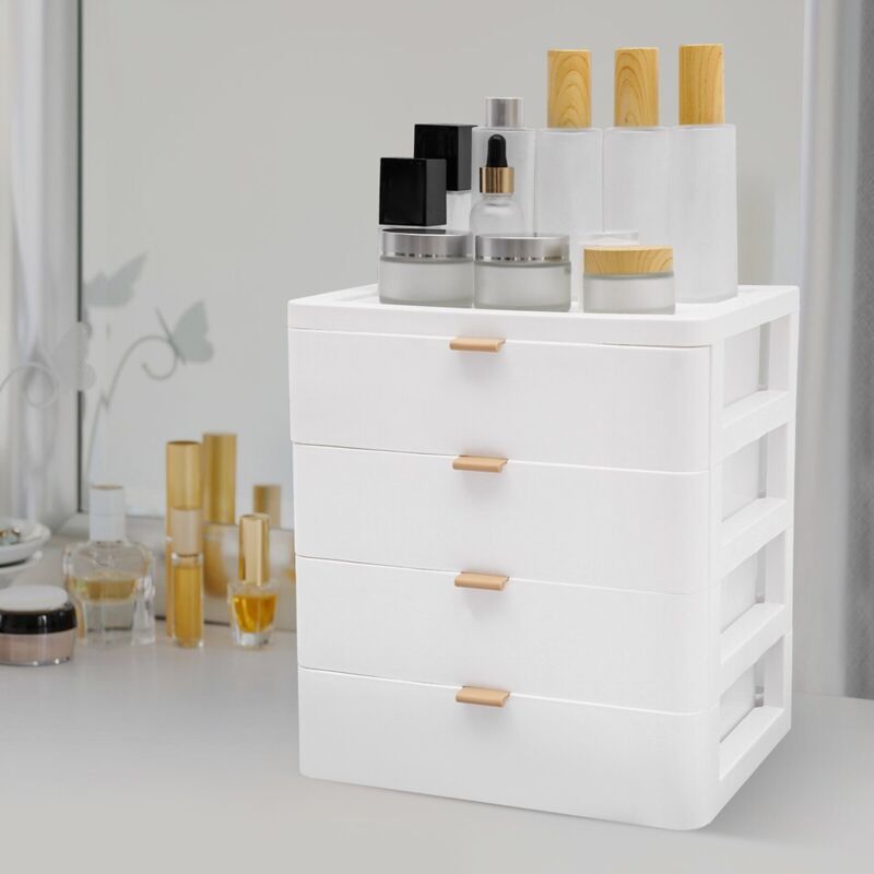 Senderpick - 4-stöckige Schreibtischaufbewahrungsbox, PP-Schreibtischorganizer mit Schublade