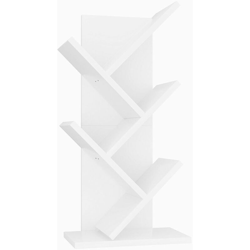 4-stöckiges Baumregal, freistehend, Aufbewahrungsregal für Zeitschriften und CDs, für Wohnzimmer, Schlafzimmer, Büro, 30 × 17 × 60 cm, Weiß