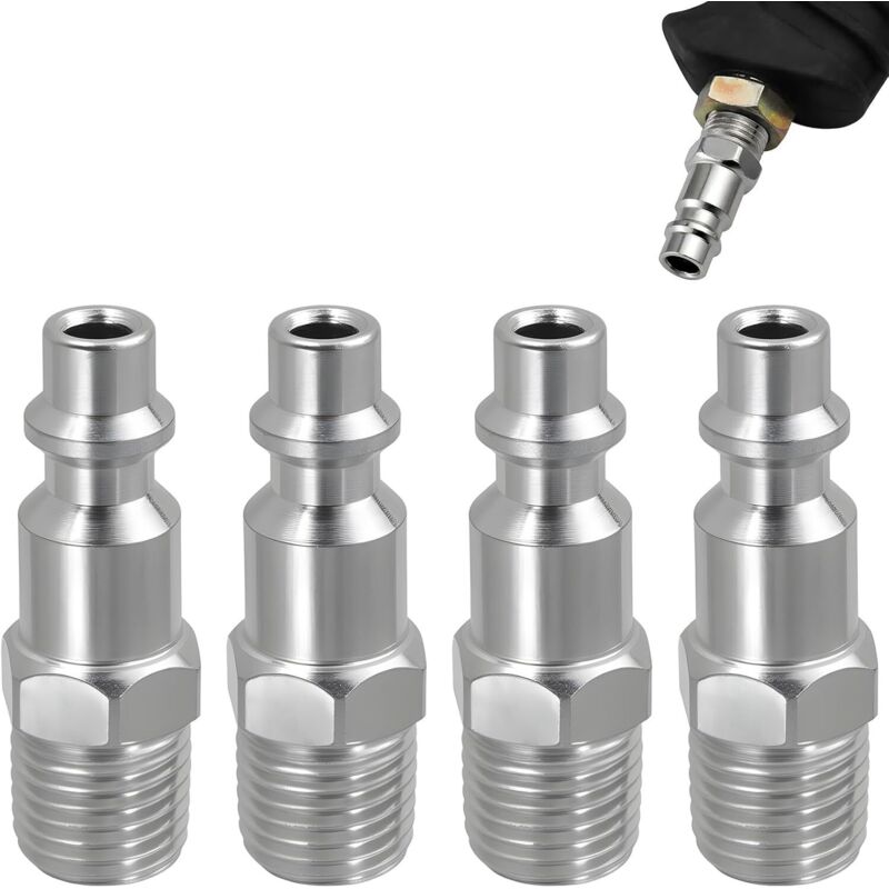 4 Stück 1/4 Zoll Druckluft-Schnellverbinder, Kompressor-Armatur mit amerikanischem Gewinde, pneumatisches Schlauchende, Schnellverbinder für