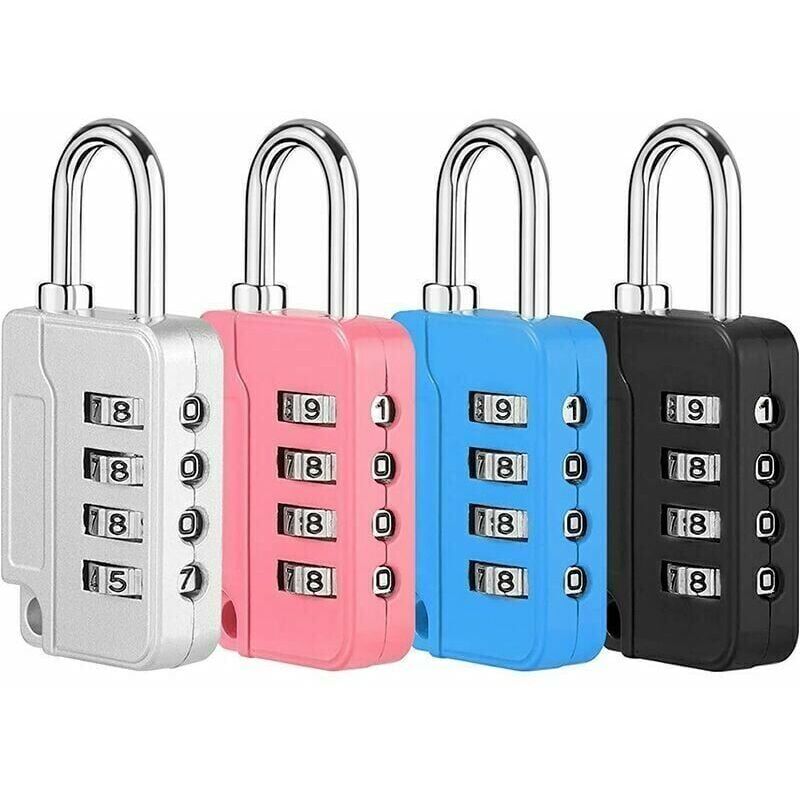 Mumu - 4 Stück 4-stelliges Code-Vorhängeschloss, kleines Code-Schließfach-Vorhängeschloss, Zinklegierung, Koffer-Vorhängeschloss für Schrank,