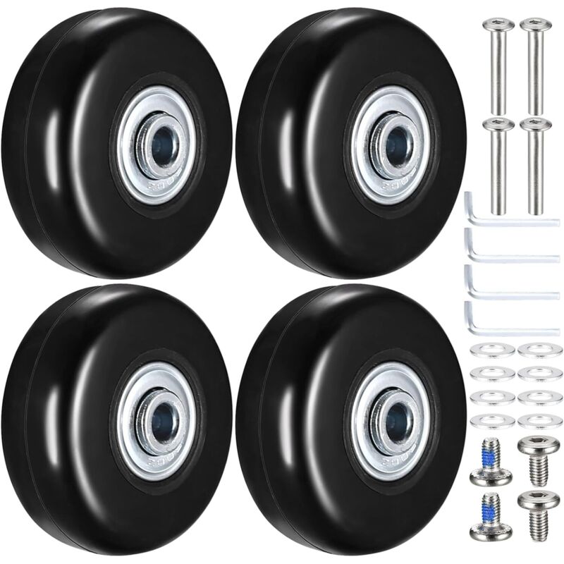 4 Stück 50x18mm Gummikofferrollen für Gepäck und Trolleys