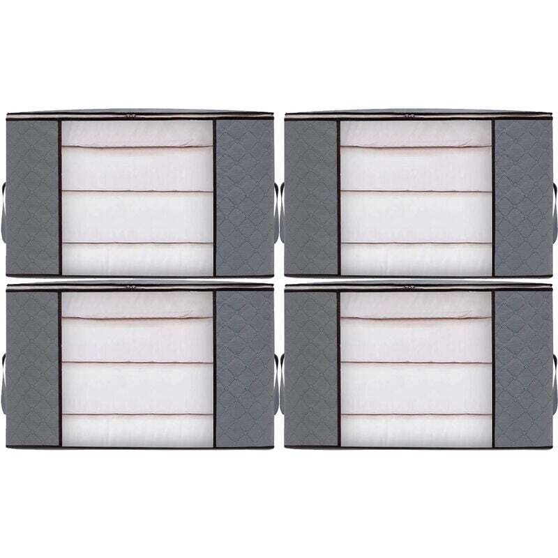 4 Stück Aufbewahrungsbeutel für Kleidung, große Aufbewahrungsbox, Kartons, faltbar, beweglicher Bettbezug für Decken, Spielzeug, Kleidung