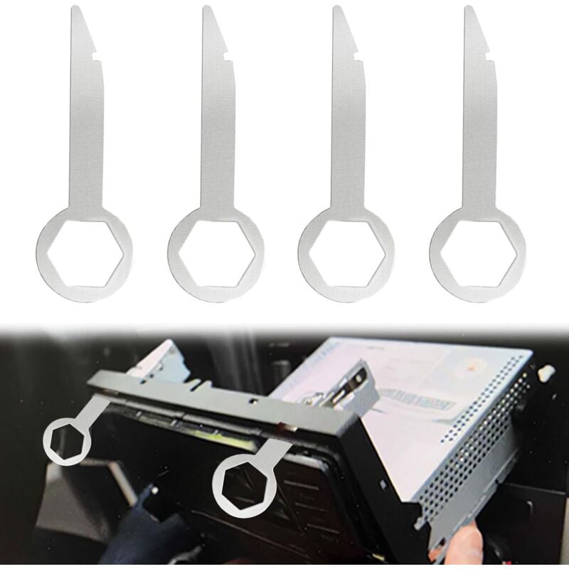 4 Stück Autoradio-Entfernungsschlüssel, Autoradio-Entfernungswerkzeuge, Autoradio-Entfernungsschlüssel, ergonomisches Design, massiver Edelstahl