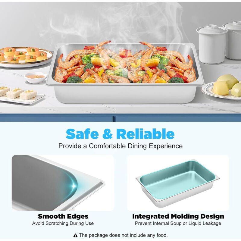 4 Stück Deep Gastronormbehälter Edelstahl Lebensmittelschalen,Behälter Wärmebehälter Chafing Dish Wärmeerhaltung Platzteller,für Hotelpfanne Buffet