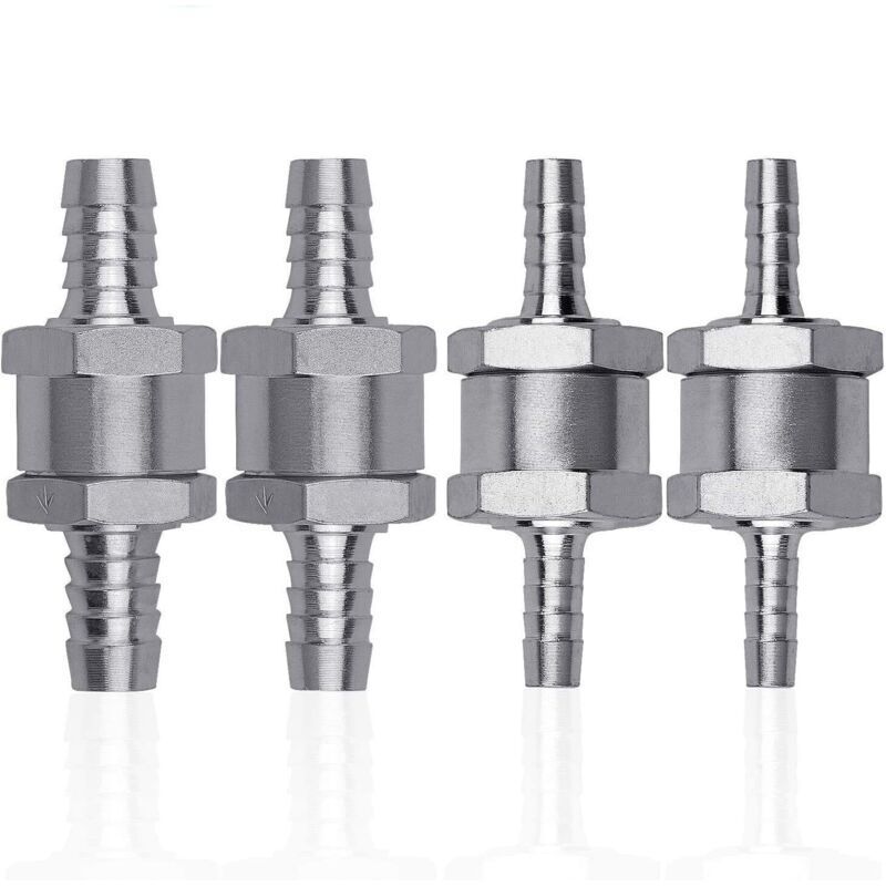4 Stück Diesel-Rückschlagventile aus Aluminiumlegierung, 6/8/10/12 mm Kraftstoffventile mit Pfeil für Benzin-, Diesel-, Auto-, Boot- und
