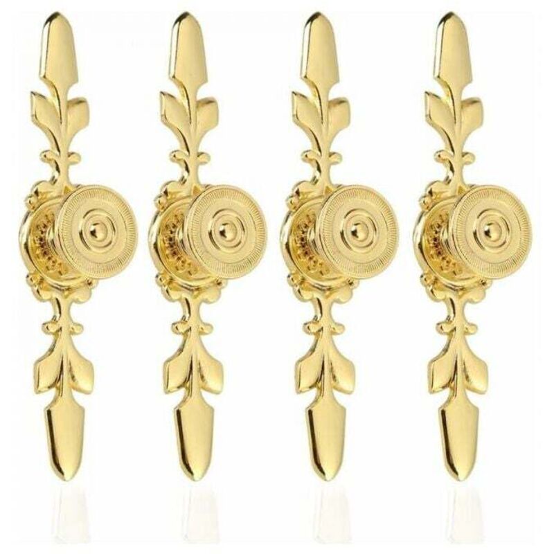 4 Stück (Gold) Schubladengriffe im Vintage-Stil aus Zinklegierung, Möbelgriffe für Schubladen, Schränke, Kleiderschränke, mit Schrauben,