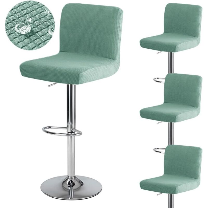 4 Stück hellgrüne Barhocker-Bezüge mit Rückenlehne, 35 cm (T) x 35 cm (B) x 30 cm (H), wasserdicht, dehnbar, waschbar, hoher drehbarer Barhocker-Bezug
