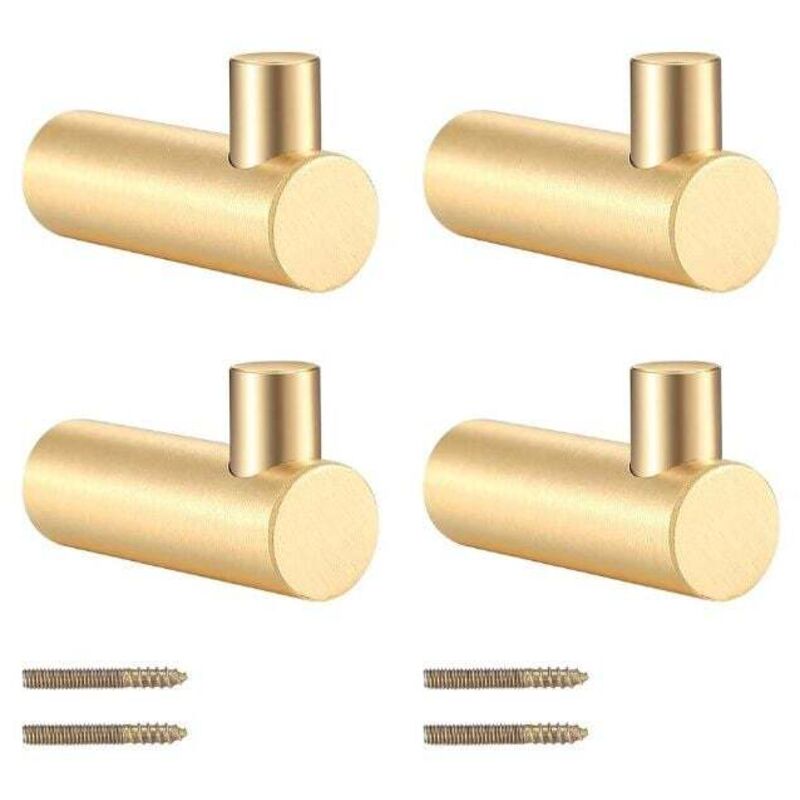 4 Stück Kleiderhaken aus Messing zur Wandmontage, goldener Kleiderständer, Garderobenständer zum Aufhängen von Schals, Hüten, Aufbewahrungstaschen,