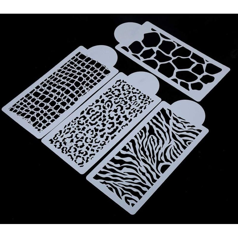 4 Stück Kuchen-Schablonen Zum Dekorieren von Buttercreme, Keks-Schablonen für Royal Icing, Leoparden-Schablone, Airbrush, Schlangenhaut,