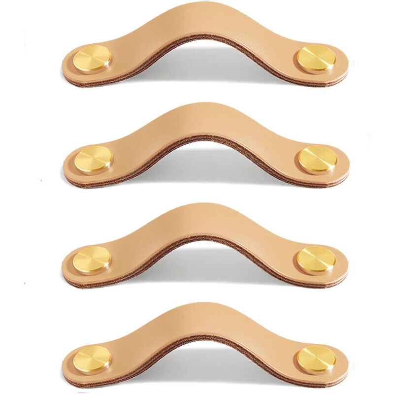 4 Stück Leder-Schrankgriffe, Leder-Schubladengriffe, Leder-Türknöpfe, Leder-Möbelknöpfe, Zarte Ledergriffe mit Schrauben für Küchenschränke, 13,8 cm,