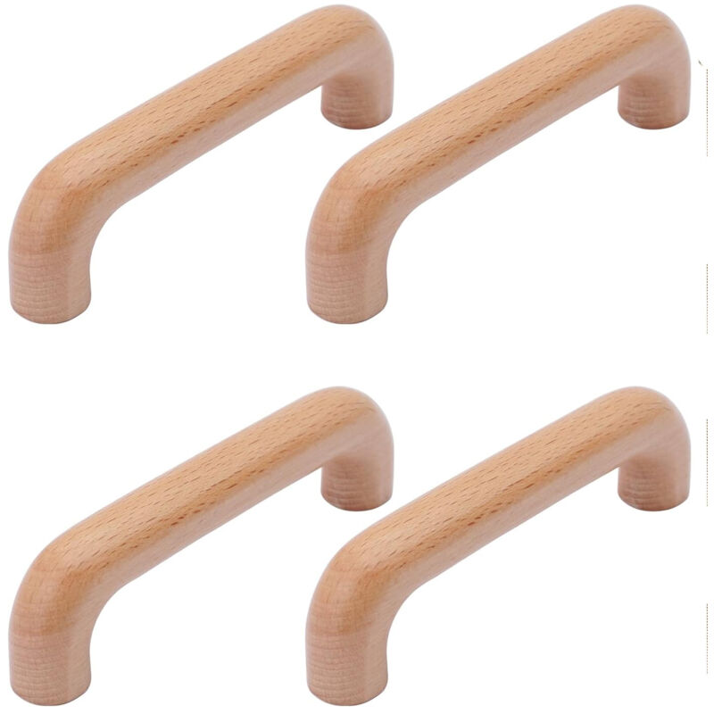4 Stück Möbelgriffe aus Holz, Küchenschrankgriffe, Schranktürgriffe, Lochabstand 96 mm, für Küchenmöbel und Schubladen