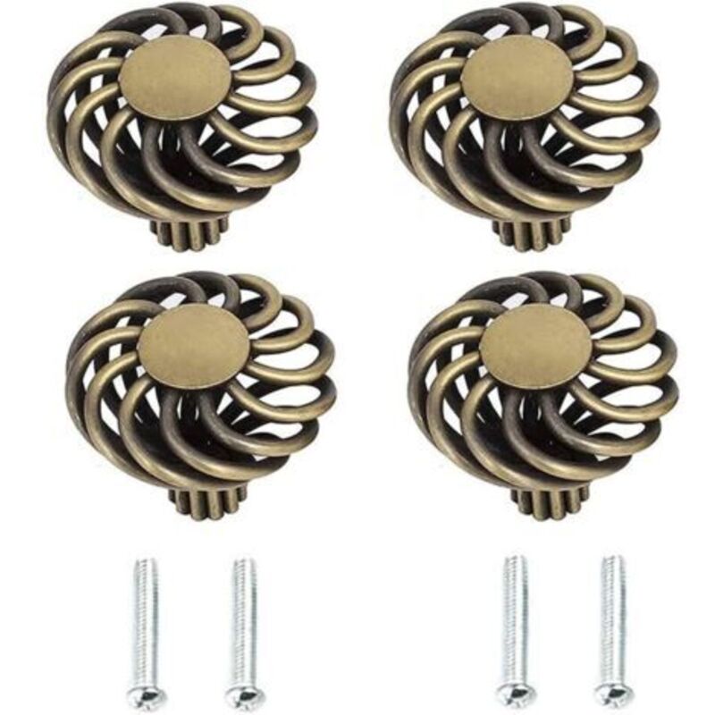 4 Stück Möbelgriffe im antiken Bronze-Design, Vintage-Vogelkäfig-Schrankknöpfe, Möbel Türgriffe mit Schrauben, für Schublade, Tür, Schrank
