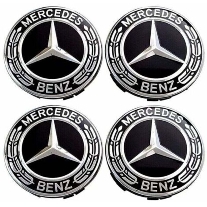 4 Stück Nabenkappen Kompatibel mit Mercedes Benz 75mm Radnabenkappen ABS Autozubehör, TRIMEC