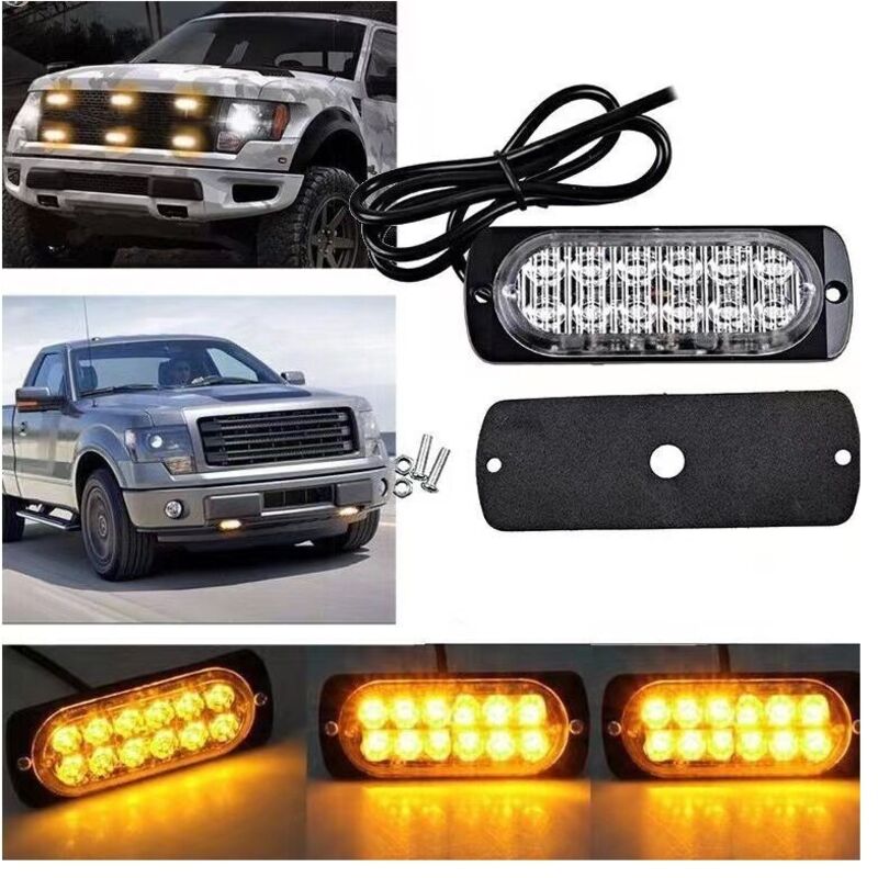 4 Stück Notfall-Warnleuchten für Fahrzeuge, LKWs, Notfall-Leuchtfeuer, Warnung vor Gefahr, Blitz, Blitz, 6 LEDs, Oberflächenmontage, wasserdicht