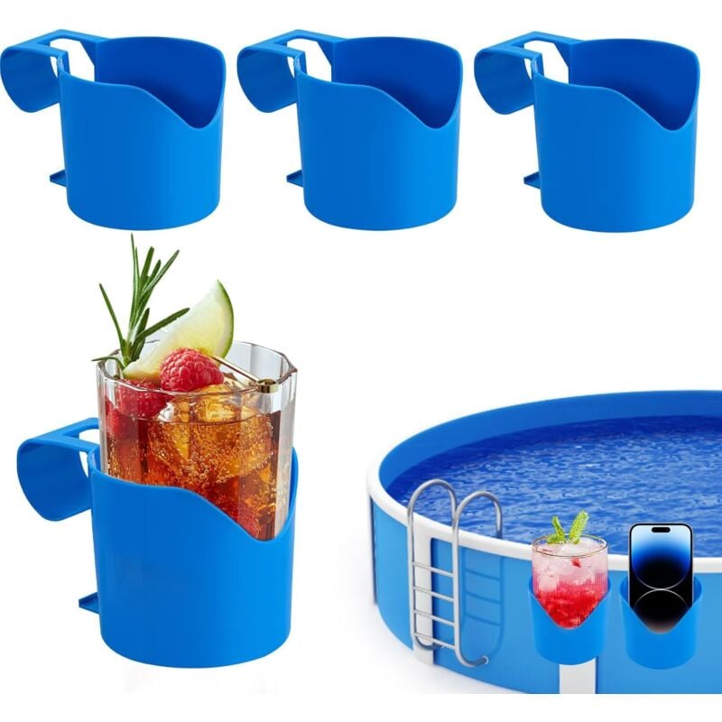 4 Stück Pool Getränkehalter, Pool Getränkehalter Poolrand für Schwimmbäder, Wasserbecher Hängehalter für Schwimmbecken, Whirlpool Getränkehalter Ohne
