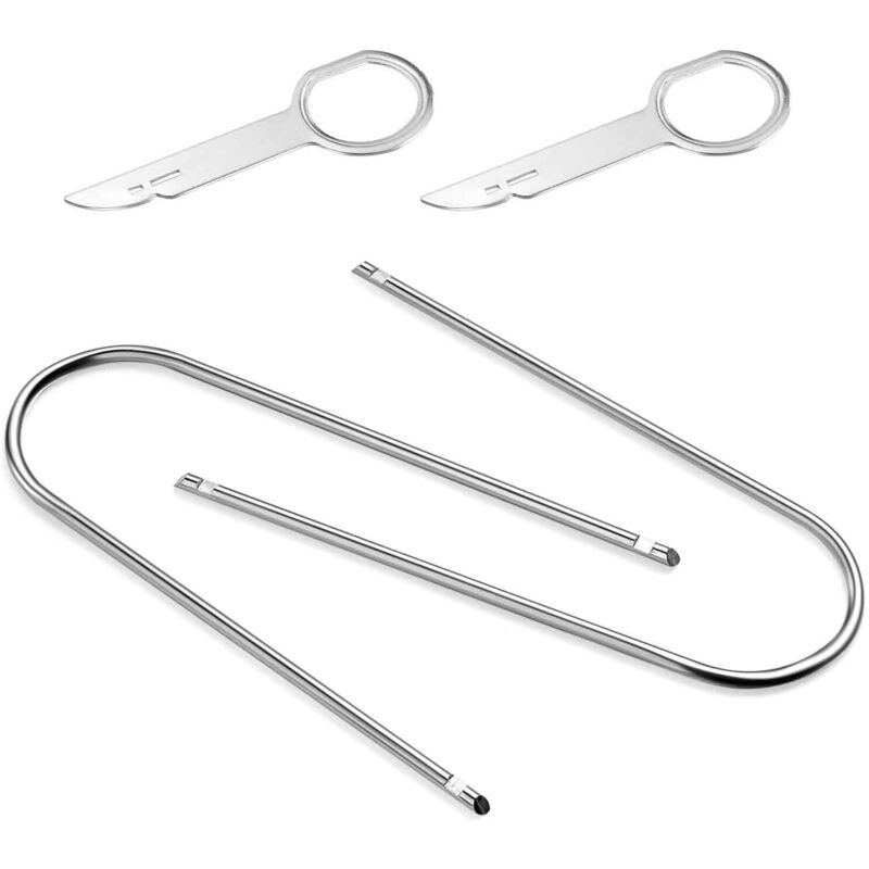 4 Stück Radio Ausbauwerkzeug Set, 2 U-förmige Radio Removal Tool, 2 Edelstahl Stereo Ausbauwerkzeug für Autoradio, CD, DVD, Audio-Frequenzwandler,